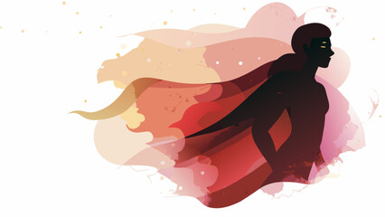 Silhouette figure emerges from vibrant layered colors