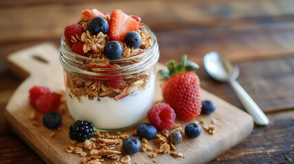 Greek yogurt with berries and granola