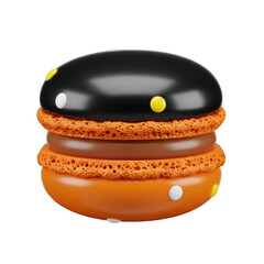 Delicious Macaron with Chocolate Filling and Yellow Dots