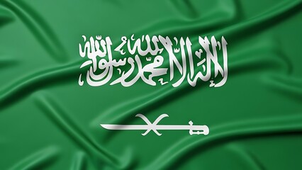 The flag of saudi arabia with arabic calligraphy and swords