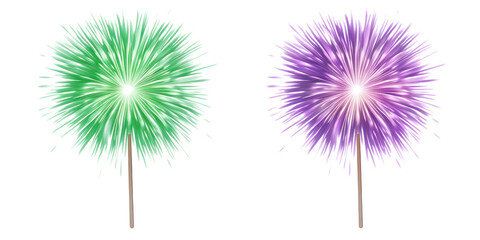 Colorful fireworks burst isolated on transparent background