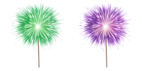 Colorful fireworks burst isolated on transparent background