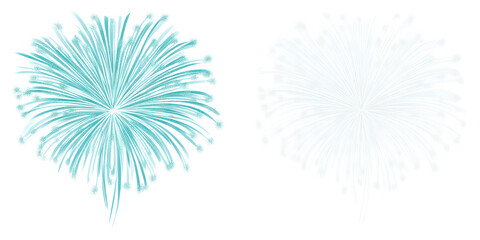 Vibrant blue fireworks burst, celebration, isolated on transparent background