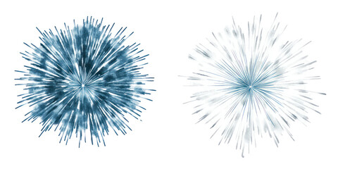 Obraz premium Blue fireworks burst isolated on transparent background