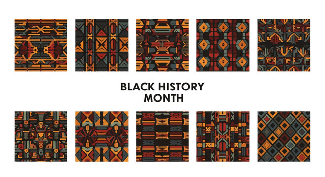 Vector illustrations of African American cultural patterns for Black History Month with Indian influences
