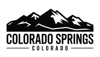 striking vector illustration showcasing the Colorado Springs skyline, iconic landmarks, and mountain scenery, professional visual resource for rank titles, destination branding, tourism advertising,