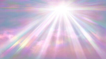 Bright light shines through colorful clouds above a serene sky at midday during a clear weather event