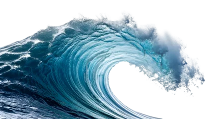 Fototapete Rund Wellen A large blue ocean wave crashing isolated on transparent background  © arif