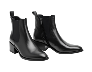 Stylish leather Chelsea boots with block heels, isolated on a clean white background 