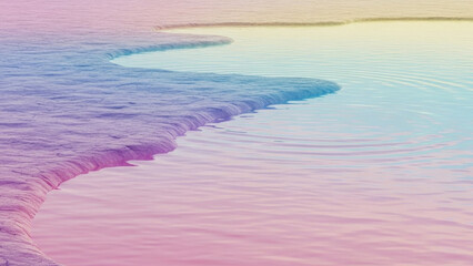 Tranquil Waterscape: Abstract layers of gently undulating water in a serene, dreamy color palette of soft blues, pinks, and yellows, evokes feelings of peace and tranquility.