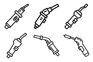 metal cutting torch outline vector icon set. construction simple outline isolated icons collection.Vector flat graphic design illustration.