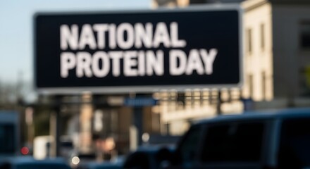 Obraz premium National protein day promotion on large billboard sign outdoors