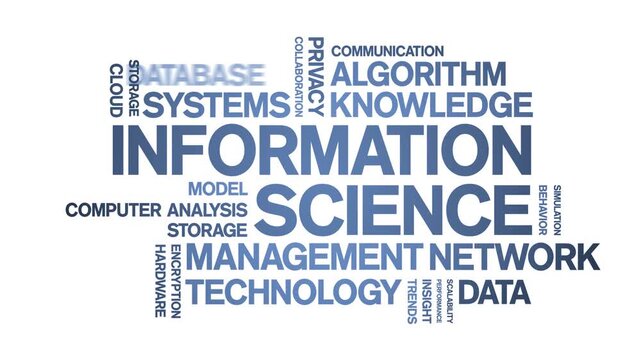 information science animated word cloud-text design animation tag kinetic typography seamless loop.