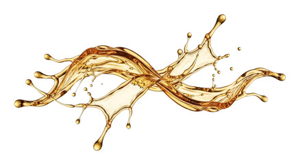 Fototapeta premium Golden liquid splashing dynamically isolated on transparent background, isolated on white background, Vector, illustration