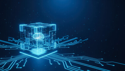 Futuristic Digital Data Cube Network Technology Concept 12