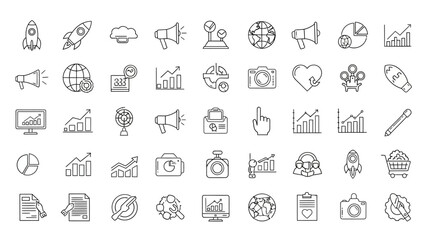 Fototapeta premium Collection of 40 line icons representing business finance and technology concepts