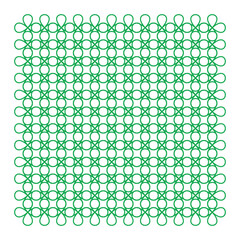 Seamless green geometric pattern of interlocking circles and loops abstract background design