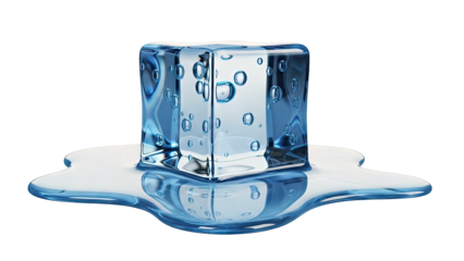 Melting Ice Cube with Bubbles