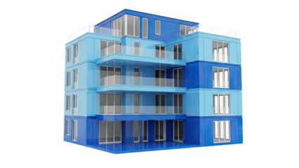 Modern Blue Apartment Building