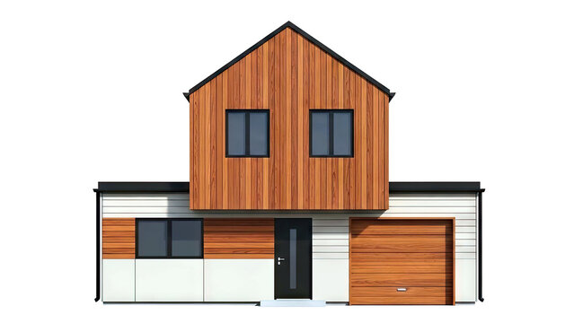 Modern Two-Story House with Wood Siding and Garage