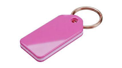 Pink keychain tag with rose gold ring