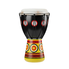 Vibrantly Colored Djembe Drum with Traditional Design