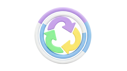 Recycle Symbol with Circular Arrows and Rings