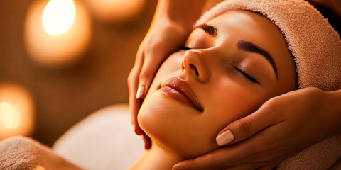 Close up beauty facial massage in spa salon relaxation 9
