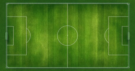 The Soccer Field Aerial View with Lush Green Turf and Marked Pitch Lines