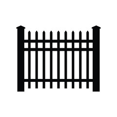Metal fence barrier construction security silhouette vector illustration