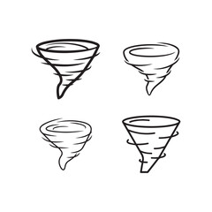 Tornado storm funnel line art set natural disaster vector illustration