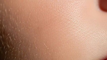 Fototapeta premium Close-up of human skin with fine hairs and texture skin texture peach skin tone