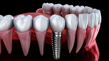 Dental Implant Model in Human Jaw With Gums and Teeth