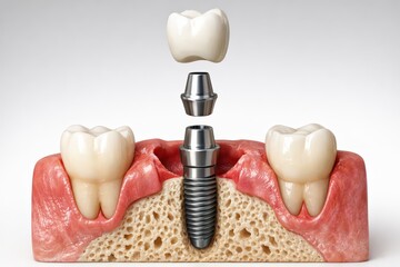Exploded View of Dental Implant and Components