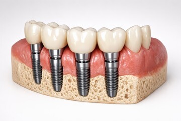 Full Dental Arch with Multiple Implants in Cross-Section Model