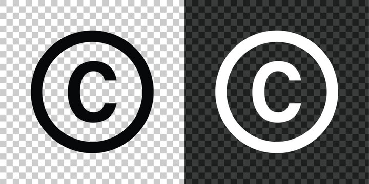 Black filled copyright symbol and outlined copyright sign vector illustration, intellectual property rights icon, creative license design, legal protection concept, trademark registration