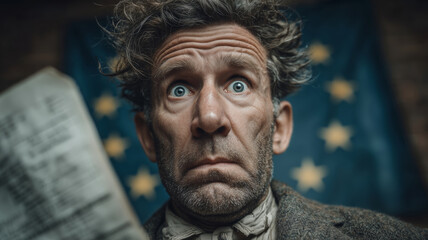 Fototapeta premium Household shocked by unexpected electricity bill reveals financial stress