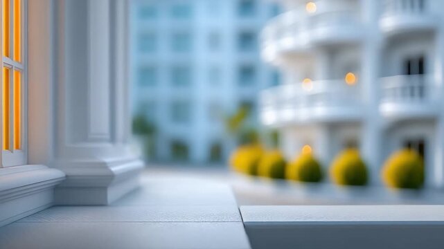 Architectural Harmony: A delicate interplay of lines and forms in an elegant building's exterior, embodying architectural elegance, serenity, and contemporary design
