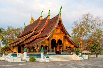 Wat Xieng Thong, Buddhist temple in Luang Prabang World Heritage. Laos: Travel and Summer Tourism