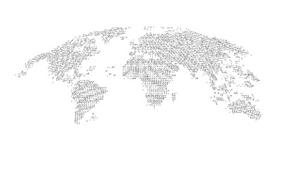 Fototapeta premium A black and white illustration of a world map made up of small dots