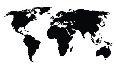 Black silhouette of world map on for global concepts and geography