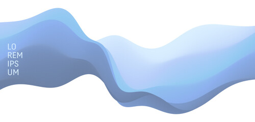 Blue abstract ocean seascape. Sea surface. Realistic landscape with waves. Nature background. Cover design template. 3d vector illustration for banner, flyer, poster or brochure.