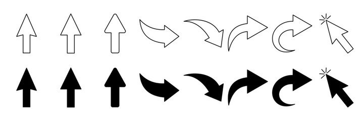 Arrow icon set. Pointer icon, cursor, with transparent background. Vector illustration