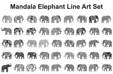 Mandala Elephant Line Art