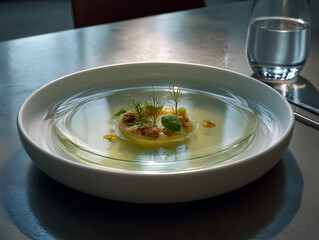 Fine dining dish presenting minimalist gourmet culinary art