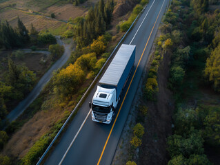 Commercial truck hauling cargo on a highway