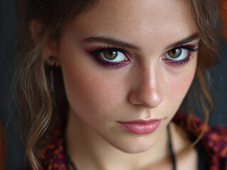 Young woman with intense gaze looking at camera