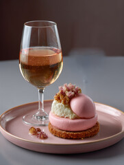 Rose wine pairing a gourmet dessert cake