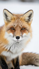 Fototapeta premium Red Fox with Snowy Fur in Winter Landscape