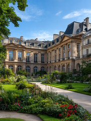 Obraz premium Carnavalet museum paris classic architecture and lush garden
